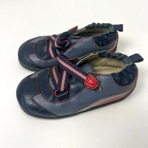 Robeez Genuine Leather Shoes Navy Red Blue Stars 16-20 Mths Walker Comfy